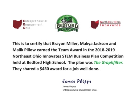 Brayon Miller, Makya Jackson, Malik Pillow
"The Graphfilter"
Bedford High School